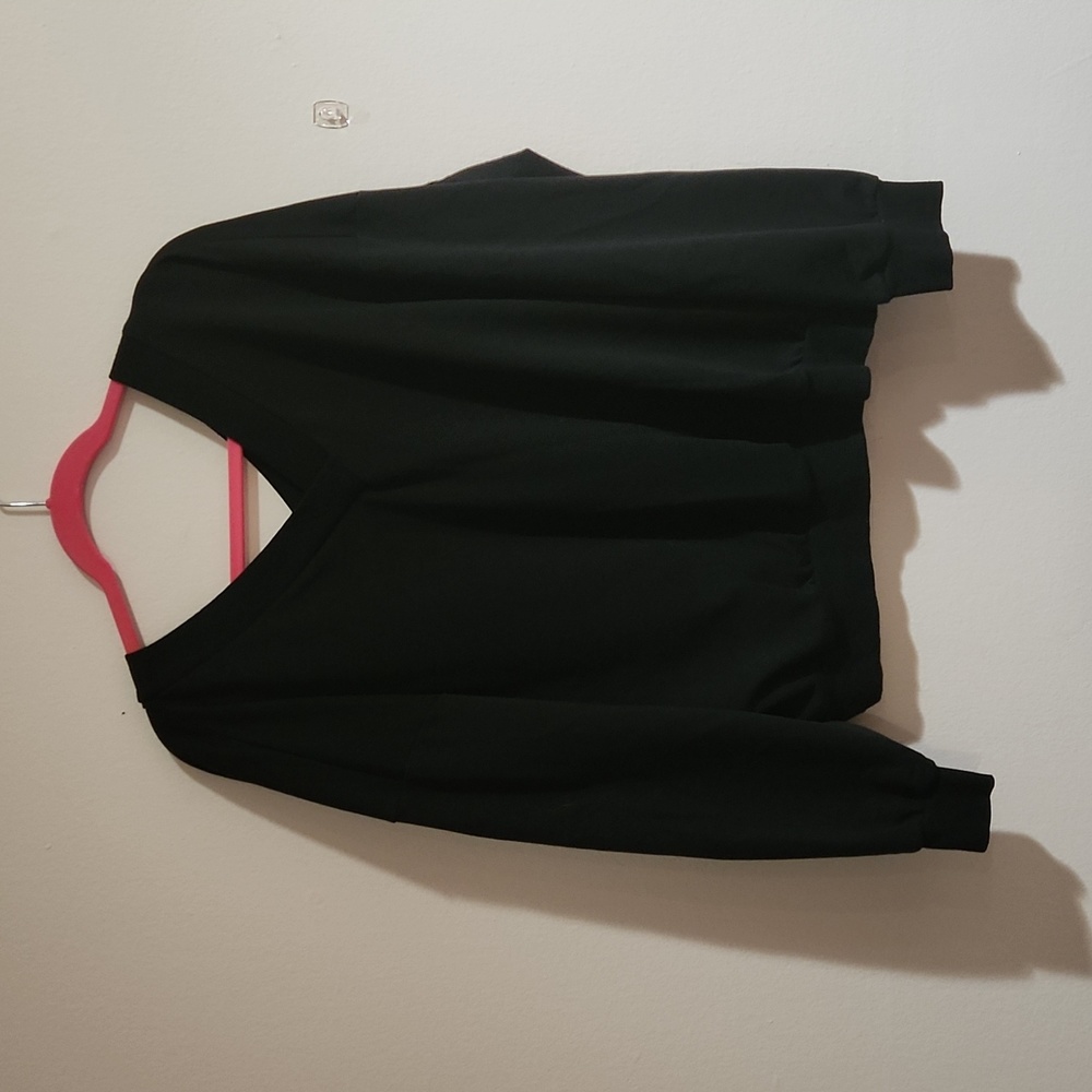 Black V Neck Sweatshirt with Gold Wings